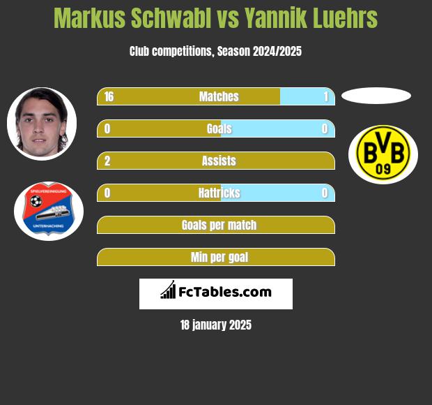 Markus Schwabl vs Yannik Luehrs h2h player stats