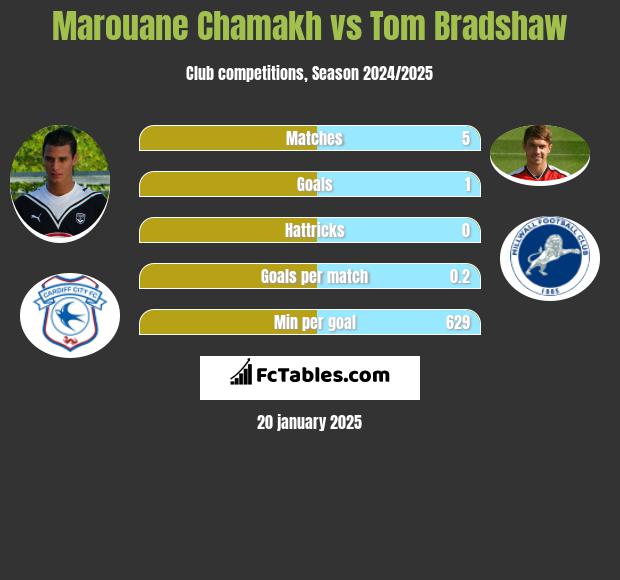 Marouane Chamakh vs Tom Bradshaw h2h player stats