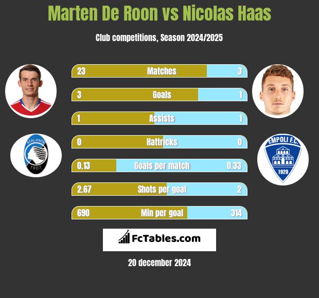 Marten De Roon vs Nicolas Haas h2h player stats