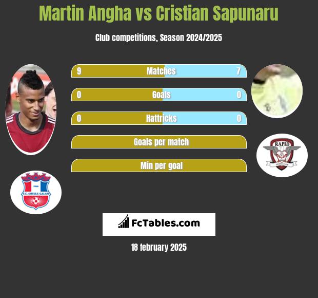 Martin Angha vs Cristian Sapunaru h2h player stats