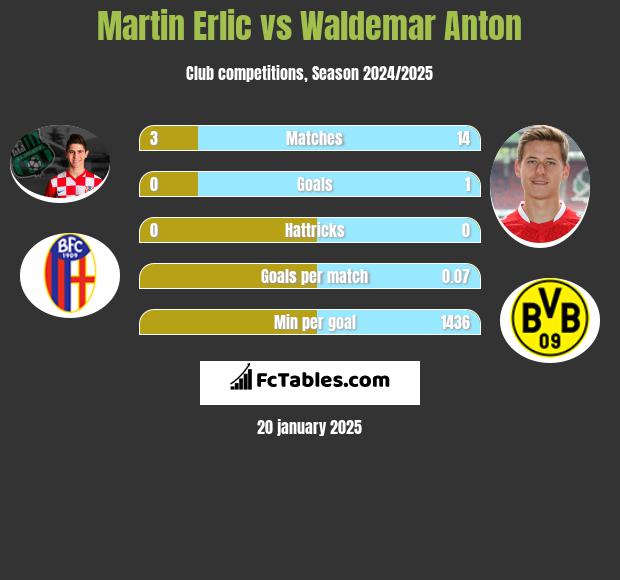 Martin Erlic vs Waldemar Anton h2h player stats