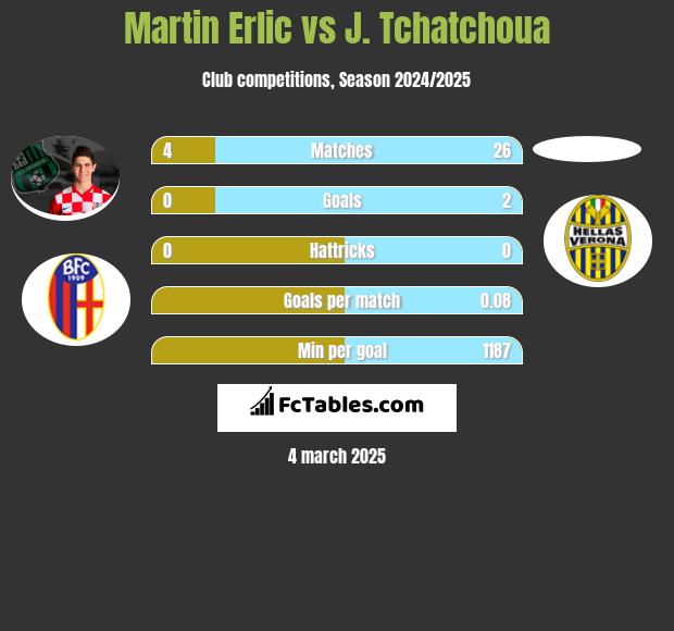 Martin Erlic vs J. Tchatchoua h2h player stats