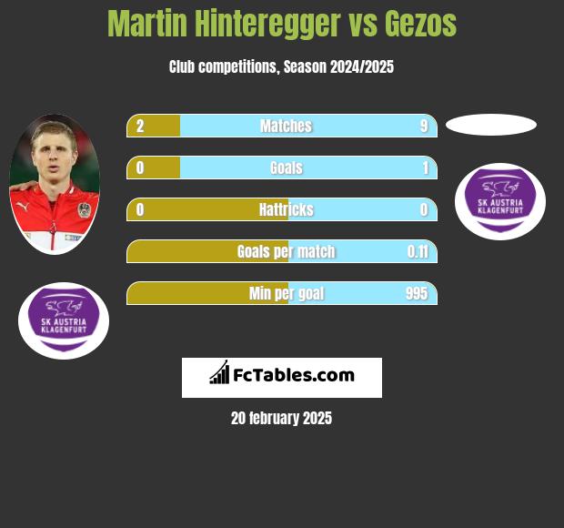 Martin Hinteregger vs Gezos h2h player stats