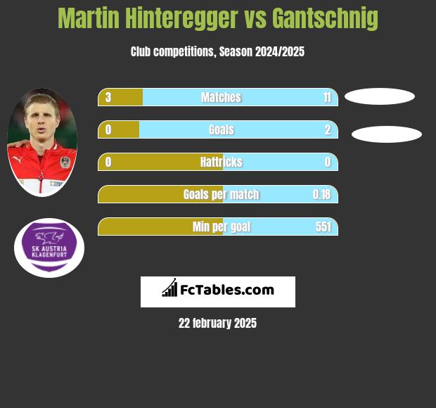 Martin Hinteregger vs Gantschnig h2h player stats