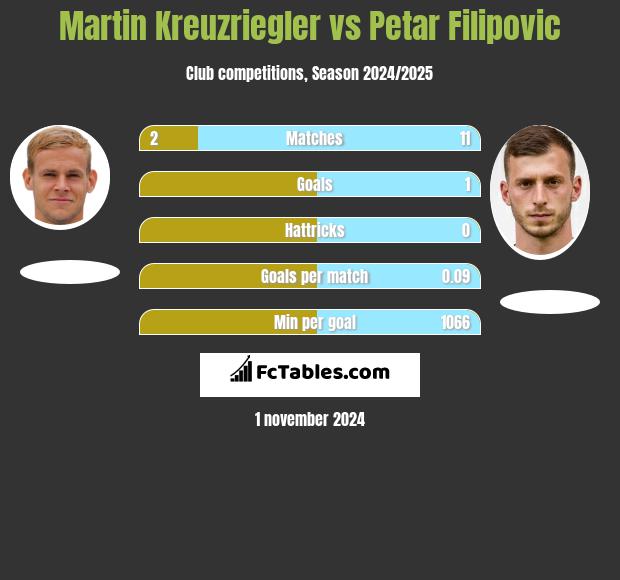 Martin Kreuzriegler vs Petar Filipovic h2h player stats