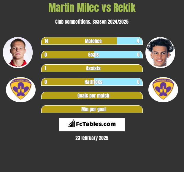 Martin Milec vs Rekik h2h player stats