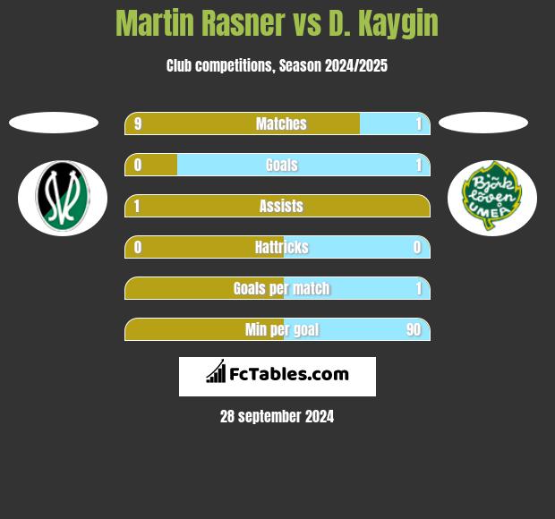 Martin Rasner vs D. Kaygin h2h player stats