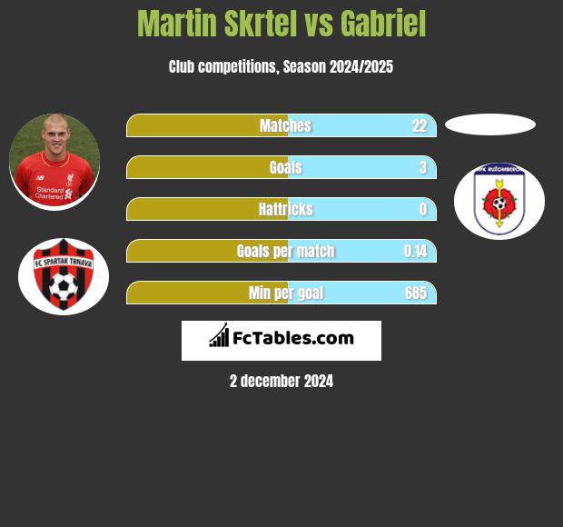 Martin Skrtel vs Gabriel h2h player stats