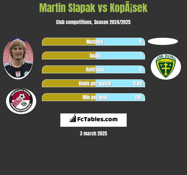 Martin Slapak vs KopÃ¡sek h2h player stats