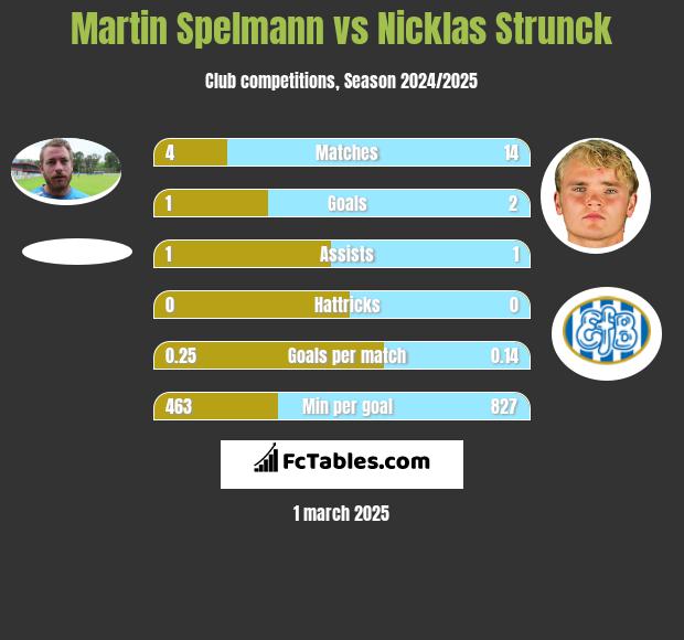 Martin Spelmann vs Nicklas Strunck h2h player stats