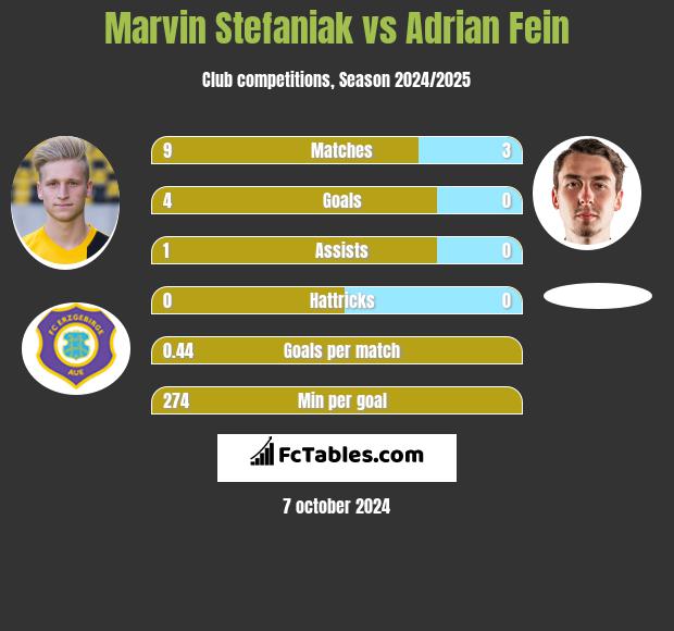 Marvin Stefaniak vs Adrian Fein h2h player stats