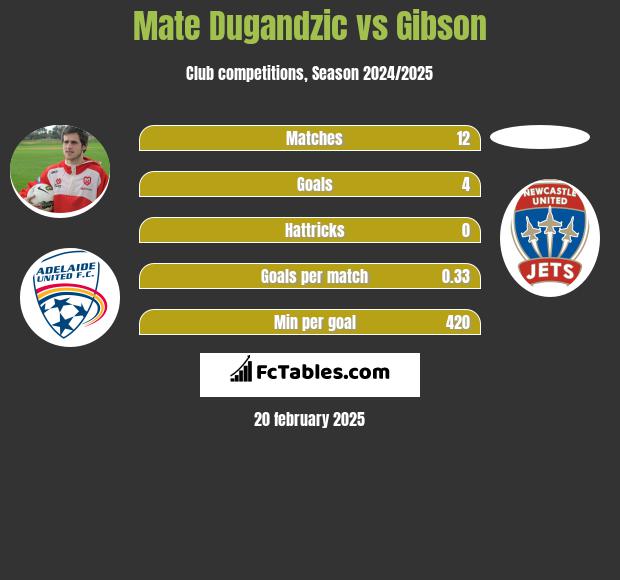 Mate Dugandzic vs Gibson h2h player stats