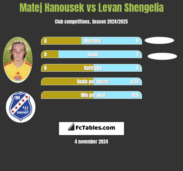 Matej Hanousek vs Levan Shengelia h2h player stats