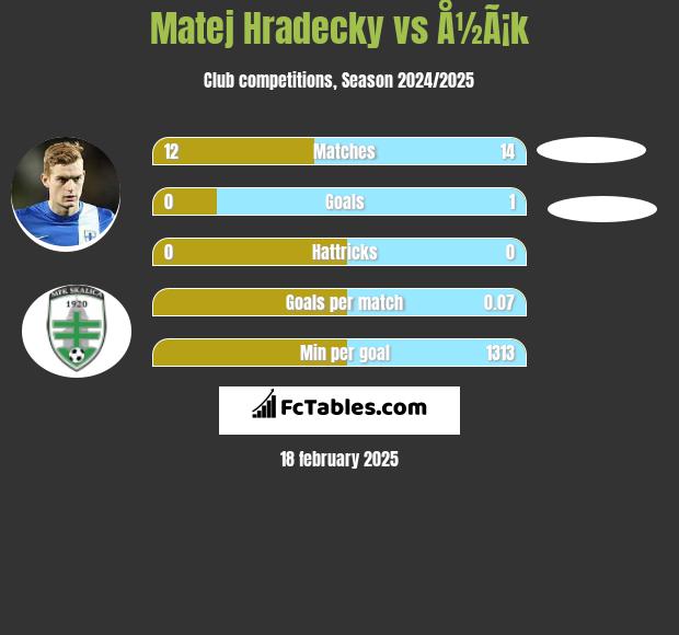 Matej Hradecky vs Å½Ã¡k h2h player stats