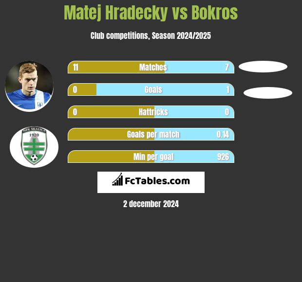 Matej Hradecky vs Bokros h2h player stats