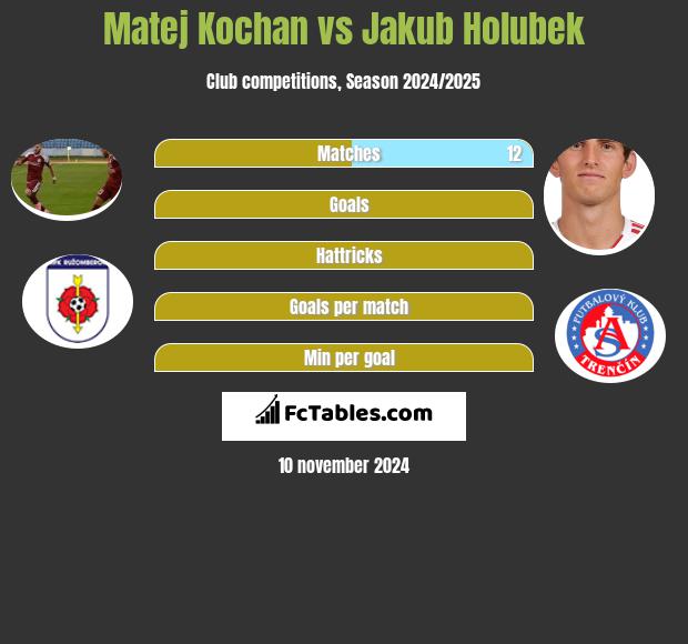 Matej Kochan vs Jakub Holubek h2h player stats