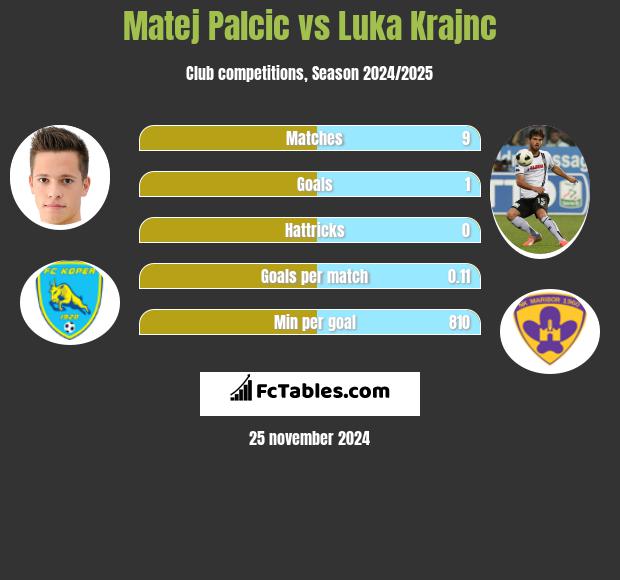 Matej Palcic vs Luka Krajnc h2h player stats