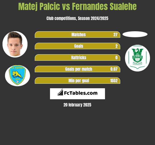 Matej Palcic vs Fernandes Sualehe h2h player stats