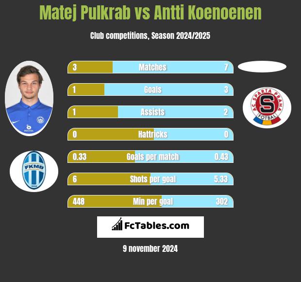 Matej Pulkrab vs Antti Koenoenen h2h player stats