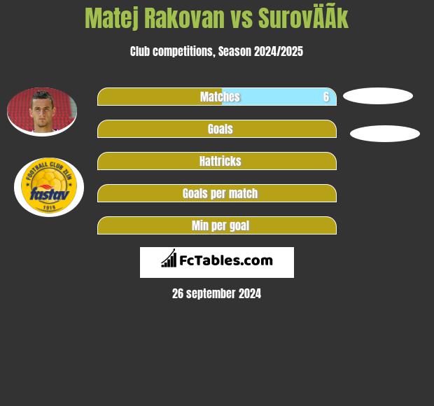 Matej Rakovan vs SurovÄÃ­k h2h player stats