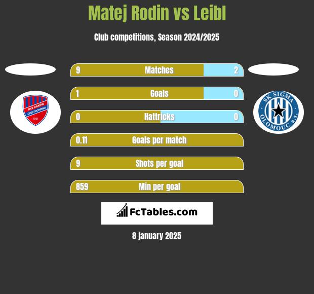 Matej Rodin vs Leibl h2h player stats