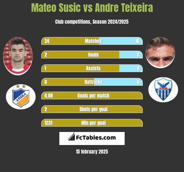 Mateo Susic vs Andre Teixeira h2h player stats