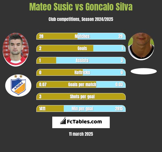 Mateo Susic vs Goncalo Silva h2h player stats