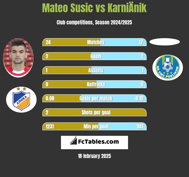 Mateo Susic vs KarniÄnik h2h player stats