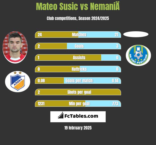 Mateo Susic vs NemaniÄ h2h player stats