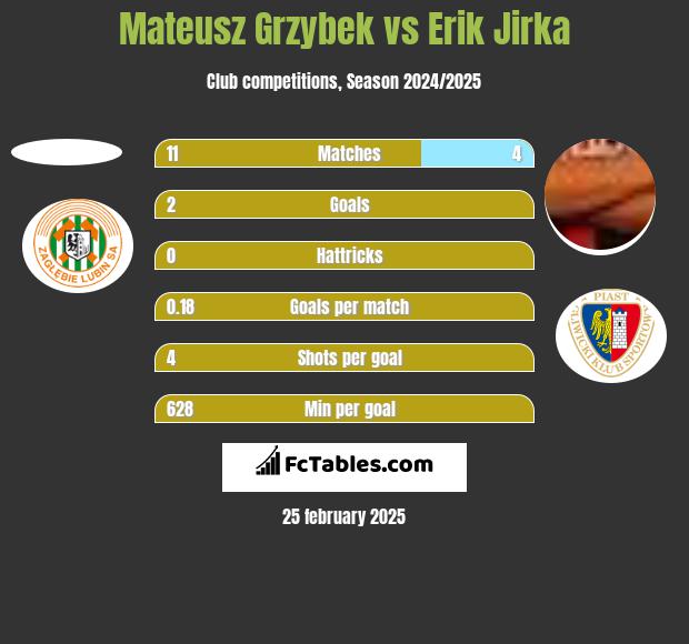 Mateusz Grzybek vs Erik Jirka h2h player stats