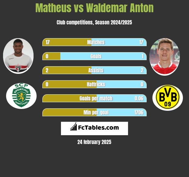 Matheus vs Waldemar Anton h2h player stats