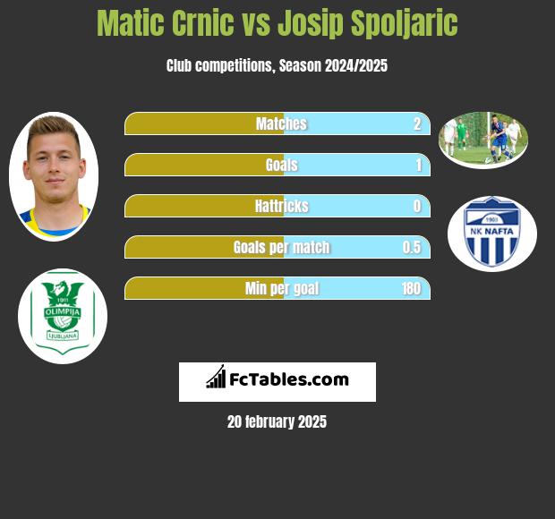 Matic Crnic vs Josip Spoljaric h2h player stats