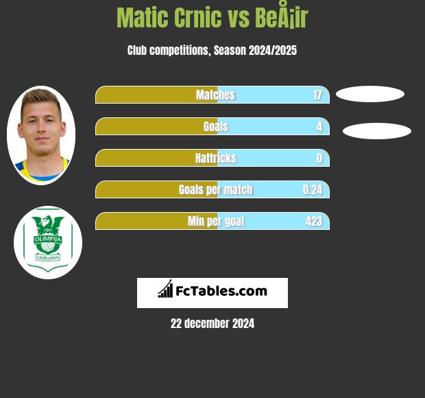 Matic Crnic vs BeÅ¡ir h2h player stats