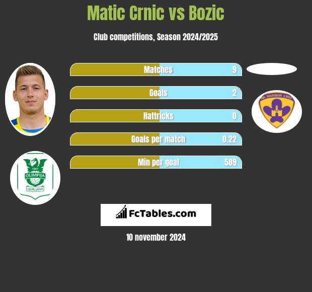 Matic Crnic vs Bozic h2h player stats