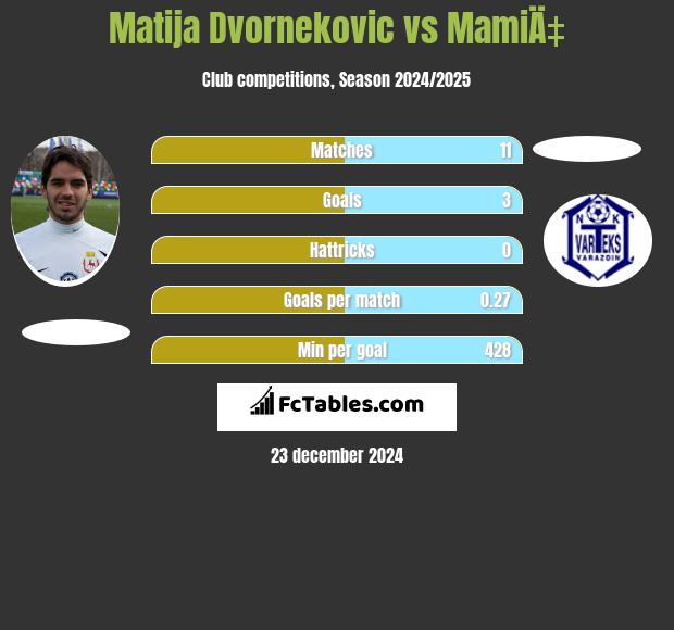 Matija Dvornekovic vs MamiÄ‡ h2h player stats