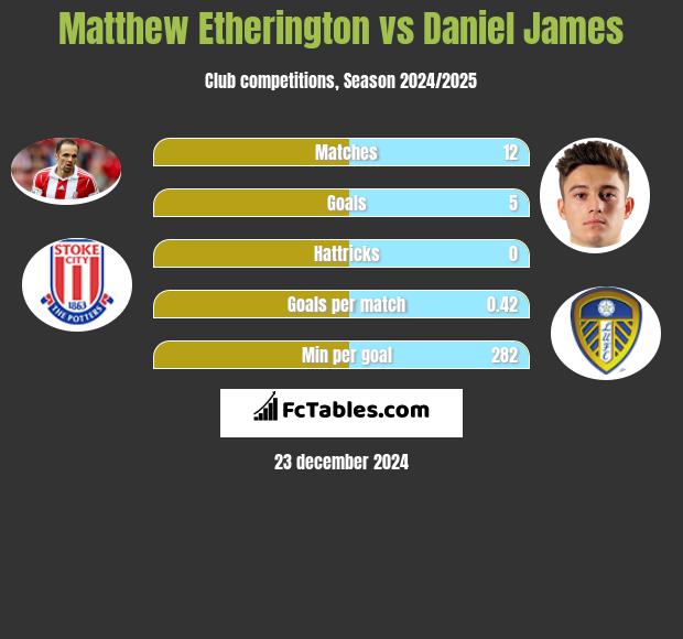 Matthew Etherington vs Daniel James h2h player stats