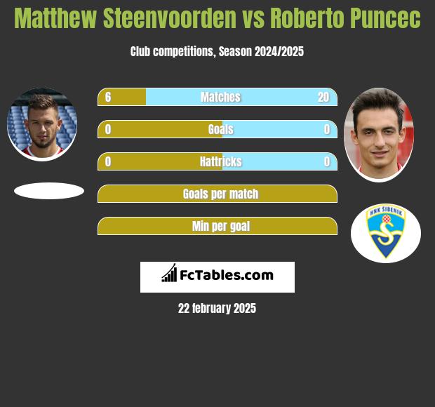 Matthew Steenvoorden vs Roberto Puncec h2h player stats