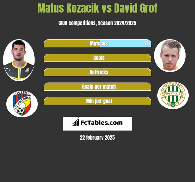 Matus Kozacik vs David Grof h2h player stats