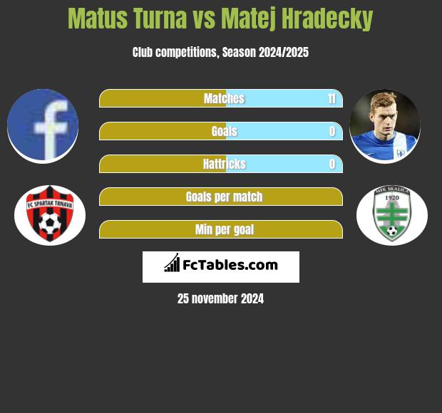 Matus Turna vs Matej Hradecky h2h player stats