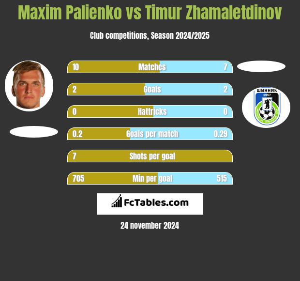 Maxim Palienko vs Timur Zhamaletdinov h2h player stats