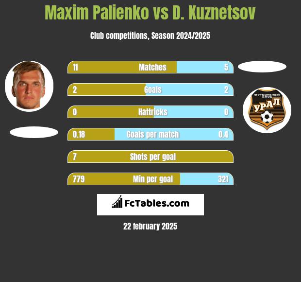 Maxim Palienko vs D. Kuznetsov h2h player stats