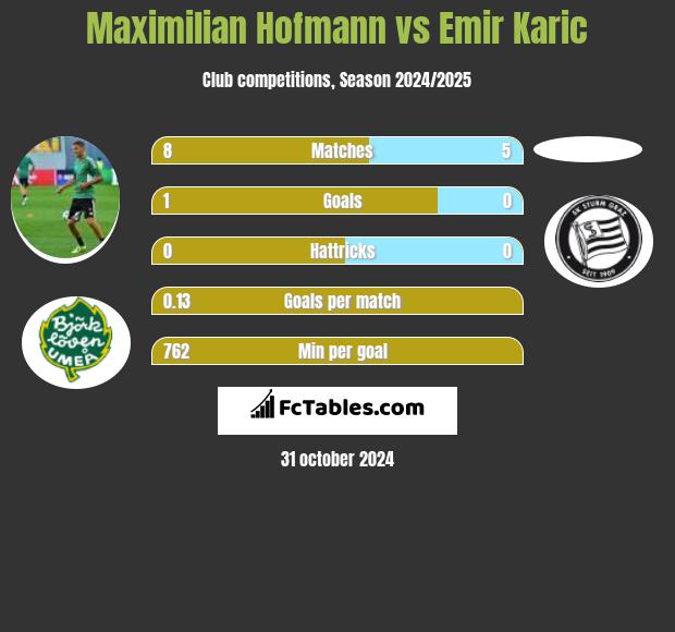 Maximilian Hofmann vs Emir Karic h2h player stats