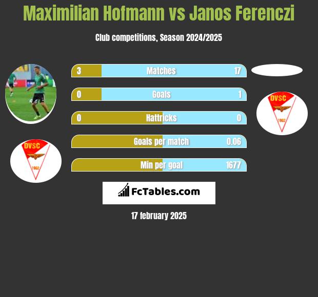 Maximilian Hofmann vs Janos Ferenczi h2h player stats