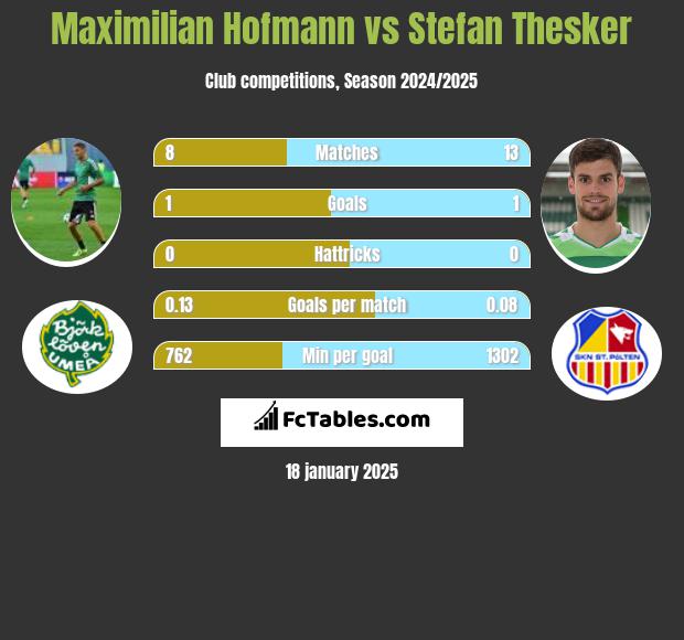 Maximilian Hofmann vs Stefan Thesker h2h player stats