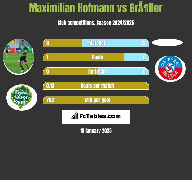 Maximilian Hofmann vs GrÃ¶ller h2h player stats