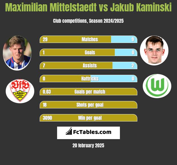 Maximilian Mittelstaedt vs Jakub Kaminski h2h player stats