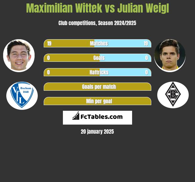 Maximilian Wittek vs Julian Weigl h2h player stats