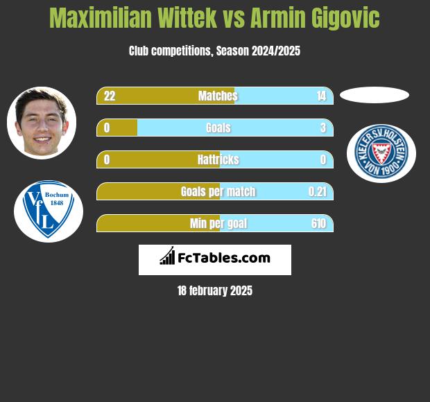 Maximilian Wittek vs Armin Gigovic h2h player stats