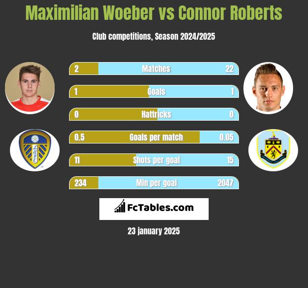 Maximilian Woeber vs Connor Roberts h2h player stats