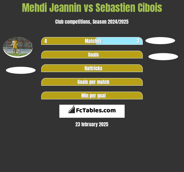 Mehdi Jeannin vs Sebastien Cibois h2h player stats